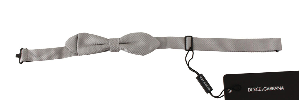 Dolce & Gabbana Gray 100% Silk Faille Adjustable Neck Bow Tie Papillon Dolce & Gabbana