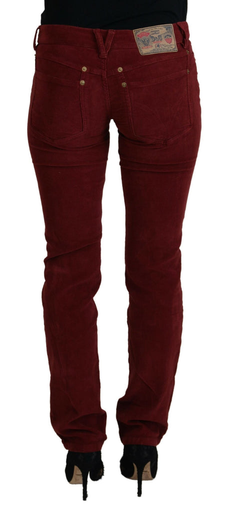 Dolce & Gabbana Maroon Corduroy Slim Fit Women Casual Pants Dolce & Gabbana