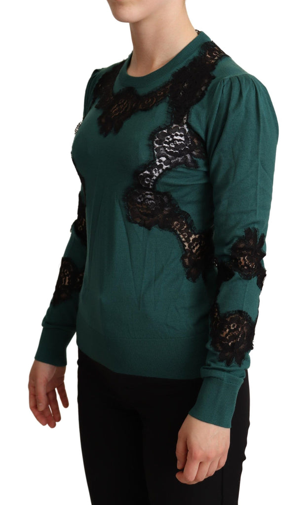 Dolce & Gabbana Green Wool Crewneck Sweater - Luxe & Glitz