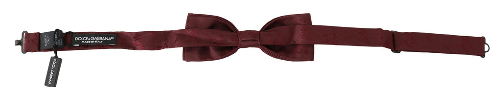 Dolce & Gabbana Men Maroon 100% Silk Faille Adjustable Men  Neck Bow Tie Dolce & Gabbana