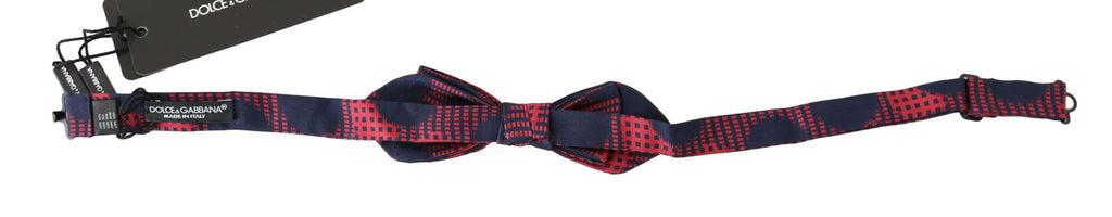 Dolce & Gabbana Red Checkered 100% Silk Adjustable Men Neck Bow Tie Dolce & Gabbana