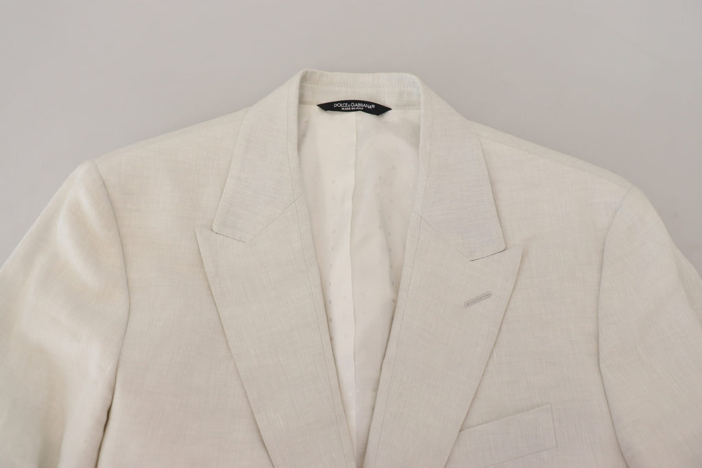 Dolce & Gabbana White Linen Slim Fit Jacket Blazer Dolce & Gabbana