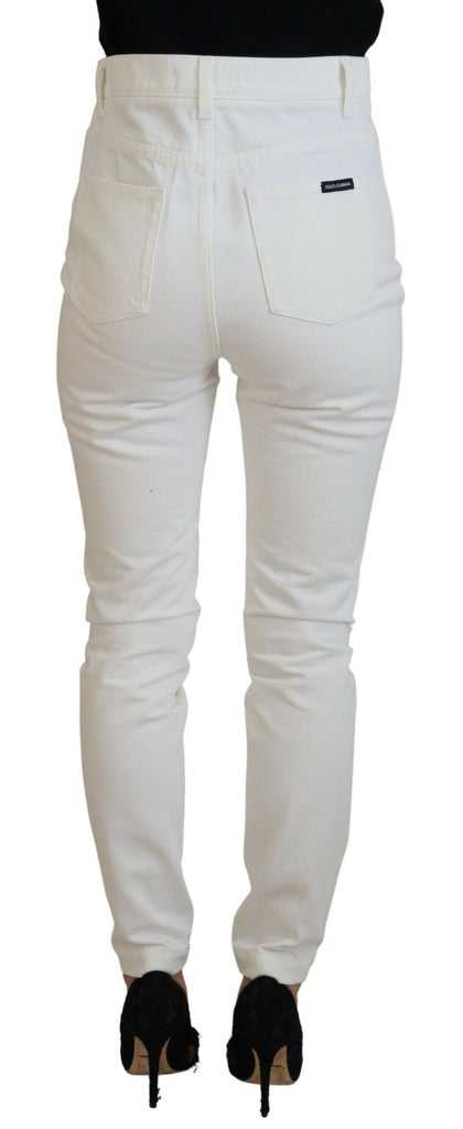 Dolce & Gabbana Off White High Waist Skinny Denim Cotton Jeans Dolce & Gabbana