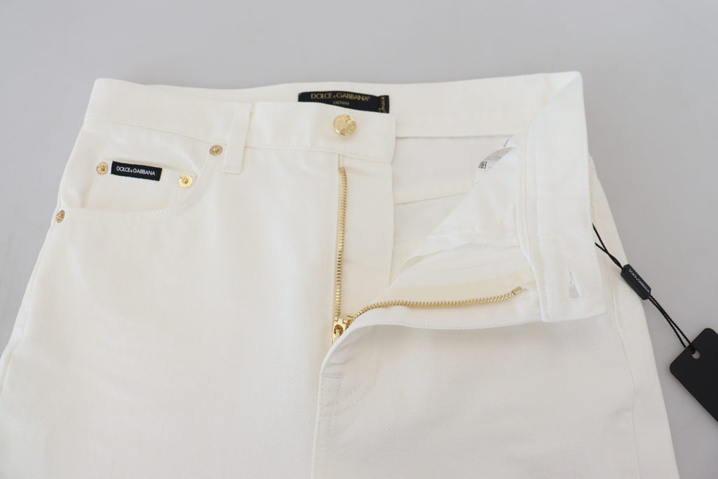 Dolce & Gabbana Off White High Waist Skinny Denim Cotton Jeans Dolce & Gabbana