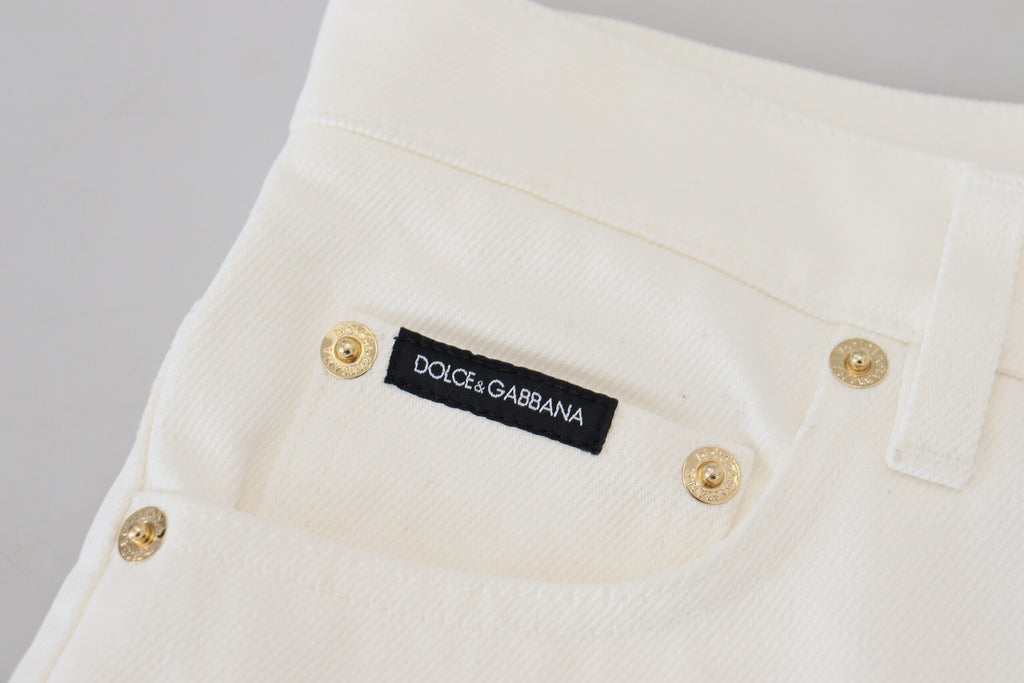 Dolce & Gabbana Off White High Waist Skinny Denim Cotton Jeans Dolce & Gabbana