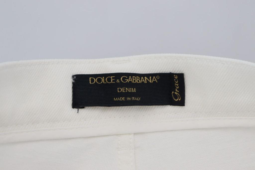 Dolce & Gabbana Off White High Waist Skinny Denim Cotton Jeans Dolce & Gabbana