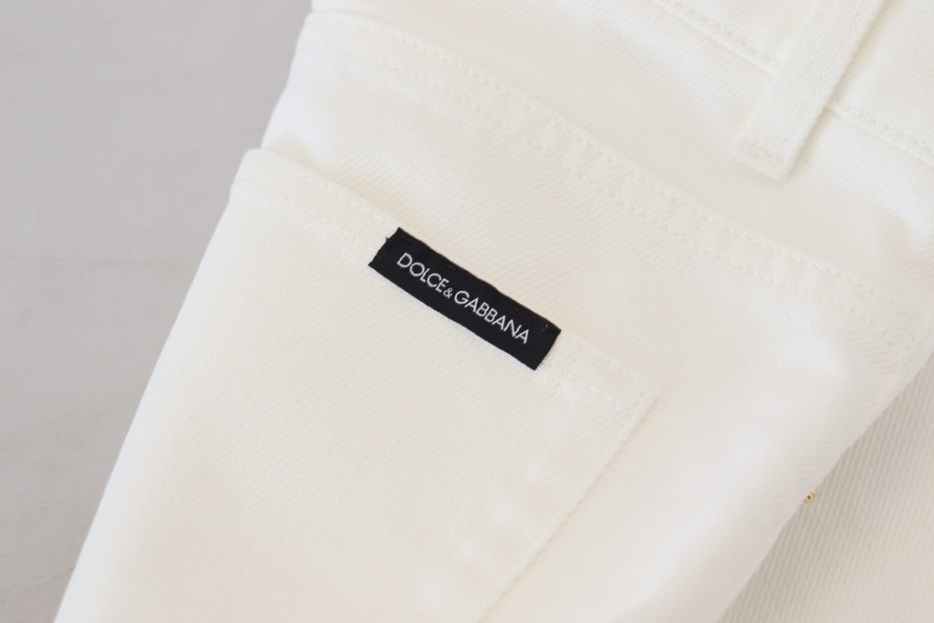 Dolce & Gabbana Off White High Waist Skinny Denim Cotton Jeans Dolce & Gabbana