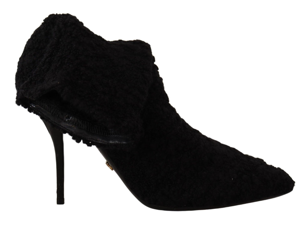 Dolce & Gabbana Black Stiletto Heels Mid Calf Women Boots Dolce & Gabbana
