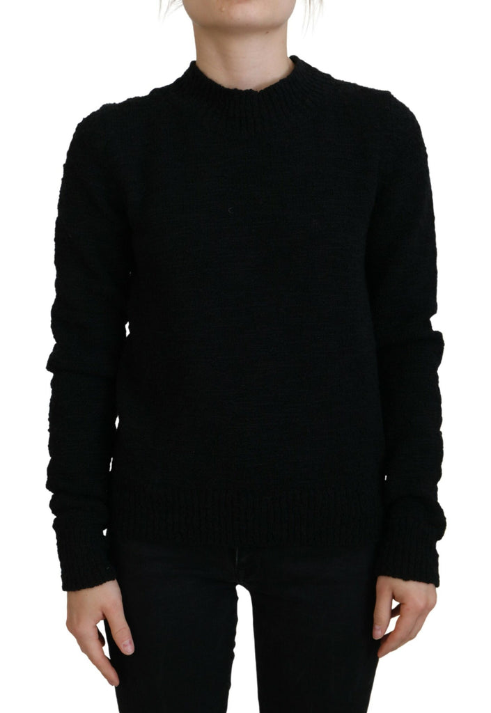 Dolce & Gabbana Black Wool Knit Crewneck Pullover Sweater Dolce & Gabbana