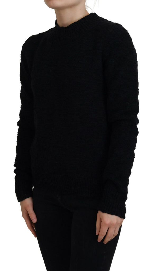 Dolce & Gabbana Black Wool Knit Crewneck Pullover Sweater Dolce & Gabbana