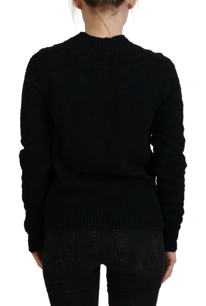 Dolce & Gabbana Black Wool Knit Crewneck Pullover Sweater Dolce & Gabbana