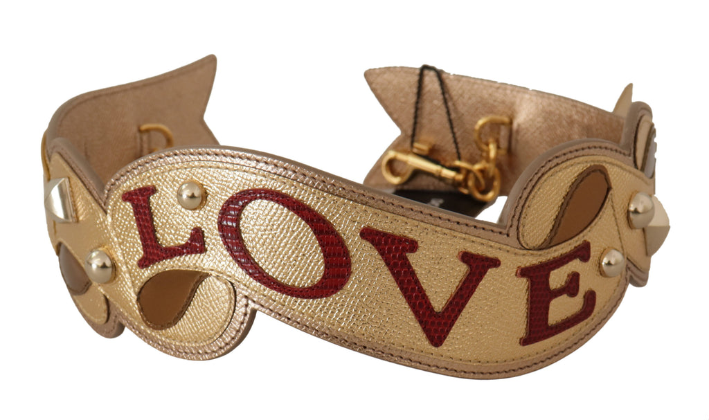 Dolce & Gabbana Gold Leather LOVE Patch Bag Shoulder Strap - Luxe & Glitz