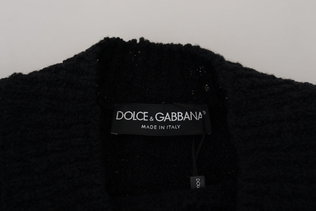 Dolce & Gabbana Black Wool Knit Crewneck Pullover Sweater Dolce & Gabbana