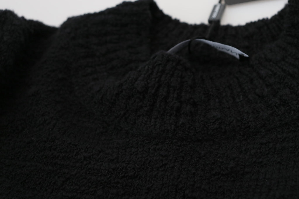 Dolce & Gabbana Black Wool Knit Crewneck Pullover Sweater Dolce & Gabbana