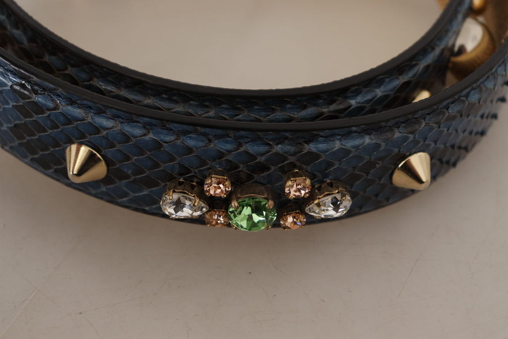 Dolce & Gabbana Blue Exotic Leather Crystals Shoulder Strap - Luxe & Glitz