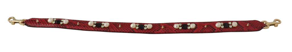 Dolce & Gabbana Red Exotic Leather Crystals Bag Shoulder Strap - Luxe & Glitz