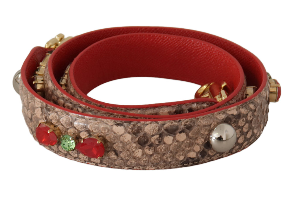 Dolce & Gabbana Brown Python Leather Crystals Shoulder Strap - Luxe & Glitz