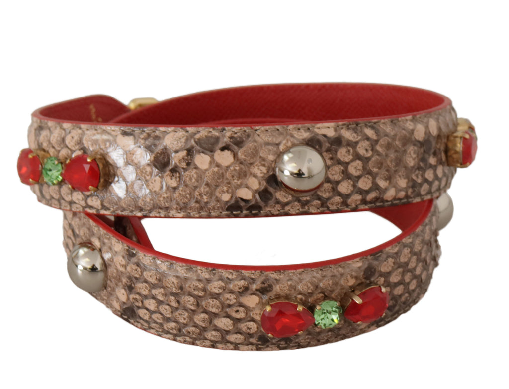 Dolce & Gabbana Brown Python Leather Crystals Shoulder Strap - Luxe & Glitz