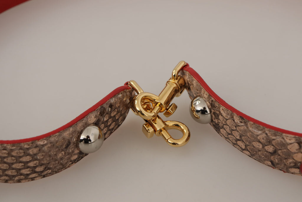 Dolce & Gabbana Brown Python Leather Crystals Shoulder Strap - Luxe & Glitz