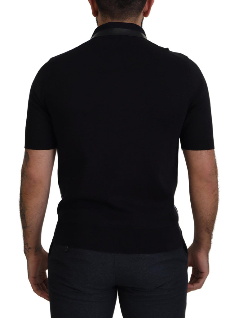 Dolce & Gabbana Black Cotton Silk Polo Shortsleeve T-shirt Dolce & Gabbana