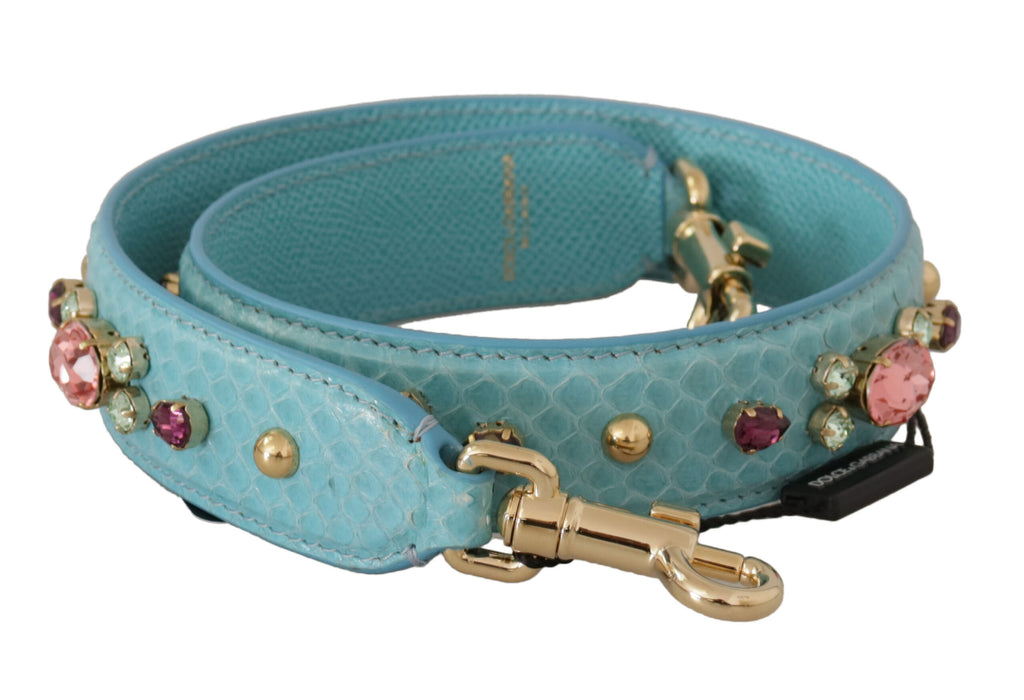 Dolce & Gabbana Blue Crystals Leather Bag Shoulder Strap - Luxe & Glitz