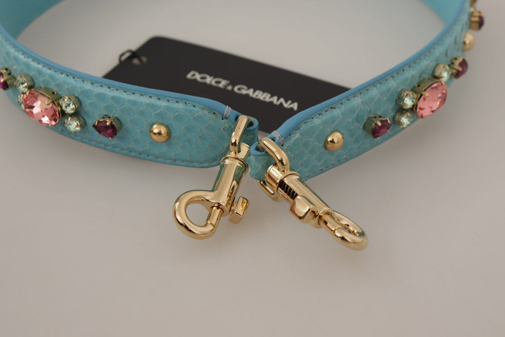 Dolce & Gabbana Blue Crystals Leather Bag Shoulder Strap - Luxe & Glitz