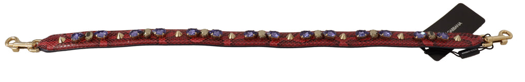 Dolce & Gabbana Red Exotic Leather Crystals Bag Shoulder Strap - Luxe & Glitz