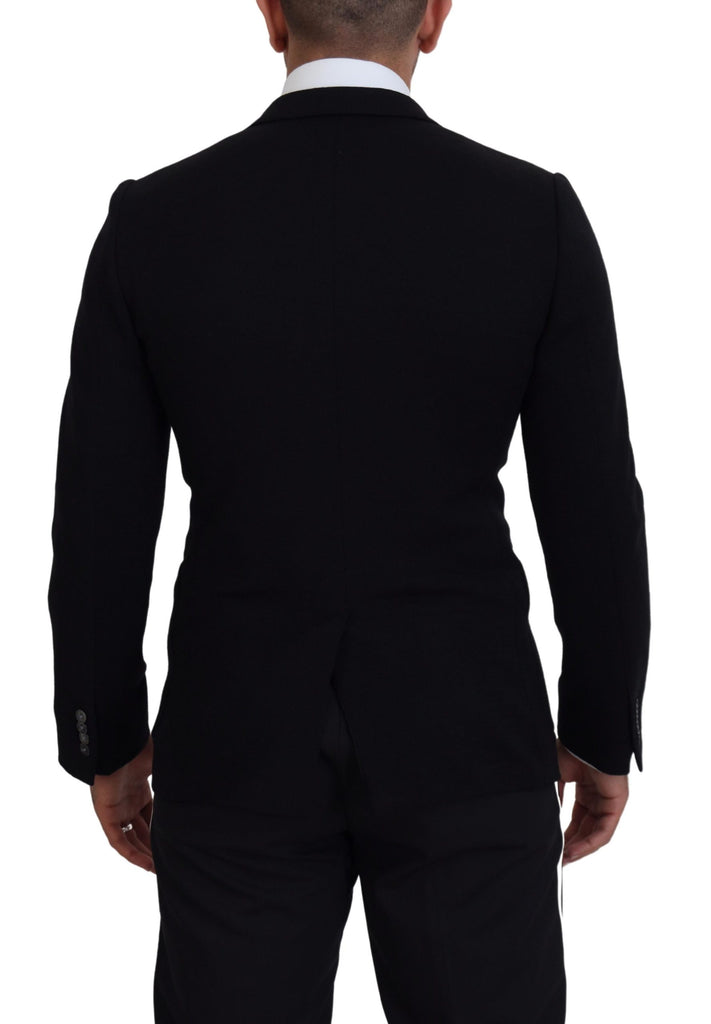 Dolce & Gabbana Black Wool Crown Slim Fit Jacket Blazer Dolce & Gabbana