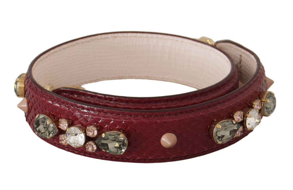 Dolce & Gabbana Bordeaux Leather Crystals Bag Shoulder Strap - Luxe & Glitz