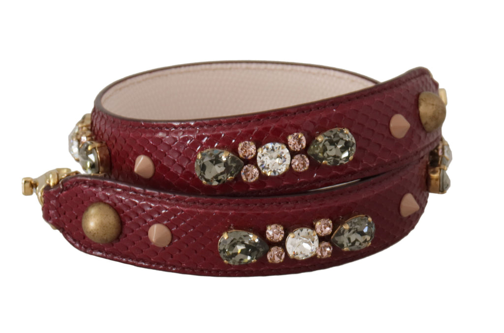 Dolce & Gabbana Bordeaux Leather Crystals Bag Shoulder Strap - Luxe & Glitz