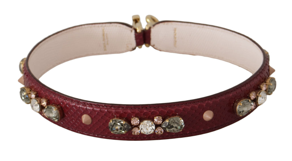 Dolce & Gabbana Bordeaux Leather Crystals Bag Shoulder Strap - Luxe & Glitz