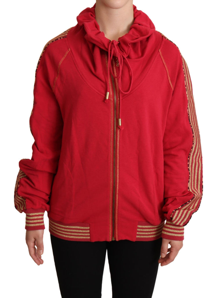 John Galliano Red Full Zip Jacket Sweatshirt Hooded Sweater - Luxe & Glitz