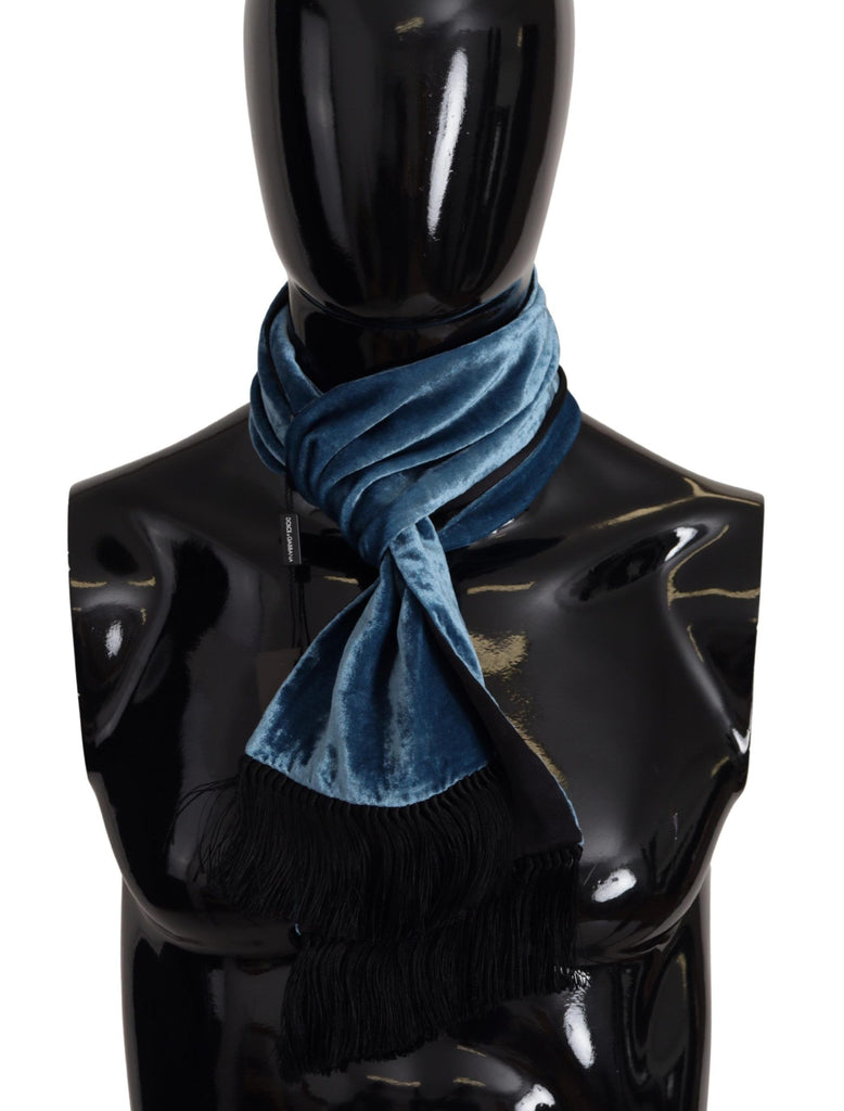 Dolce & Gabbana Blue Velvet Solid Neck Warmer Men's Shawl Scarf - Luxe & Glitz