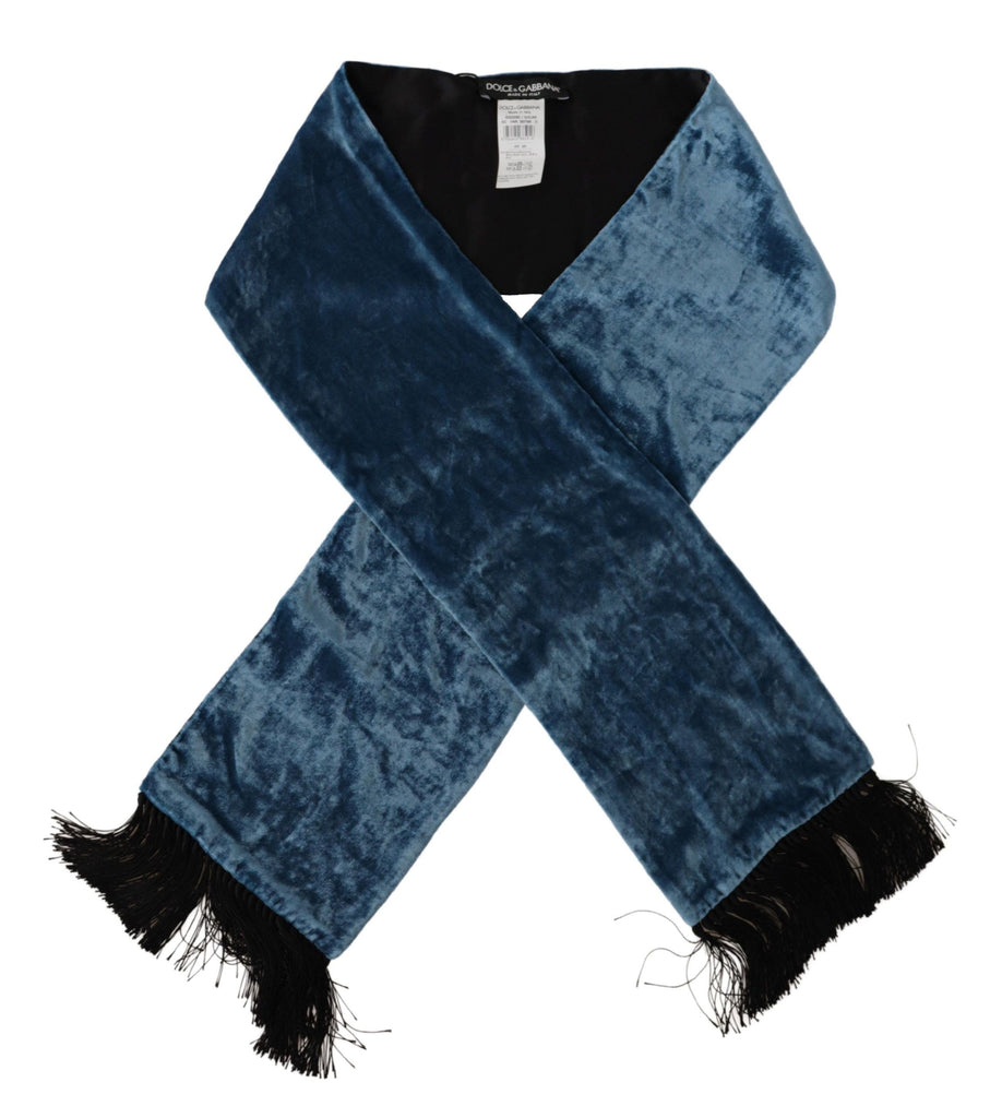 Dolce & Gabbana Blue Velvet Solid Neck Warmer Men's Shawl Scarf - Luxe & Glitz