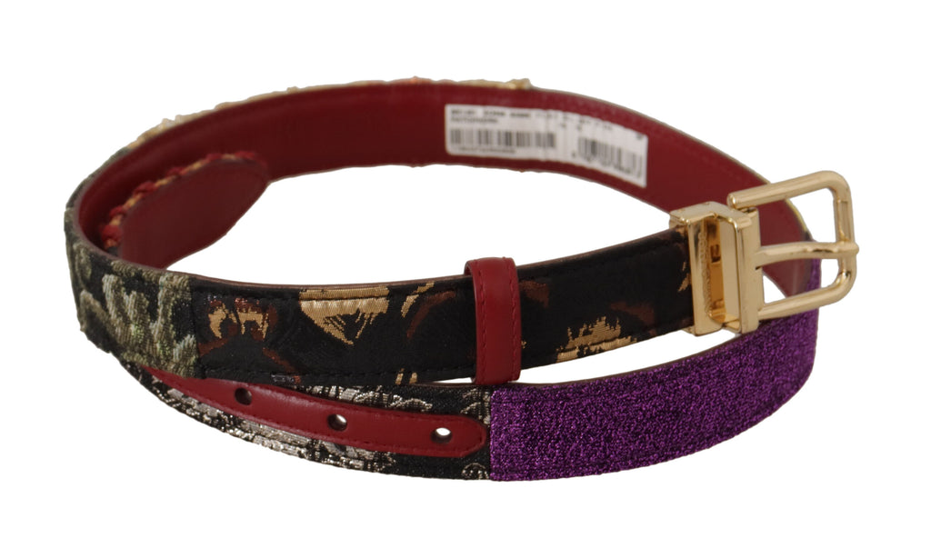 Dolce & Gabbana Multicolor Patchwork Leather Gold Metal Buckle Belt - Luxe & Glitz