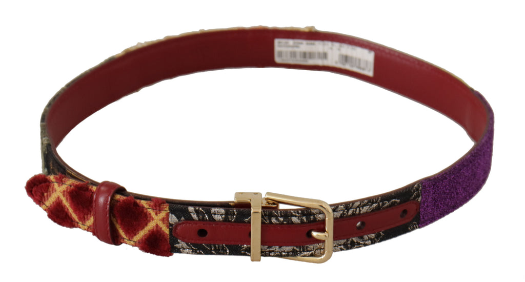 Dolce & Gabbana Multicolor Patchwork Leather Gold Metal Buckle Belt - Luxe & Glitz