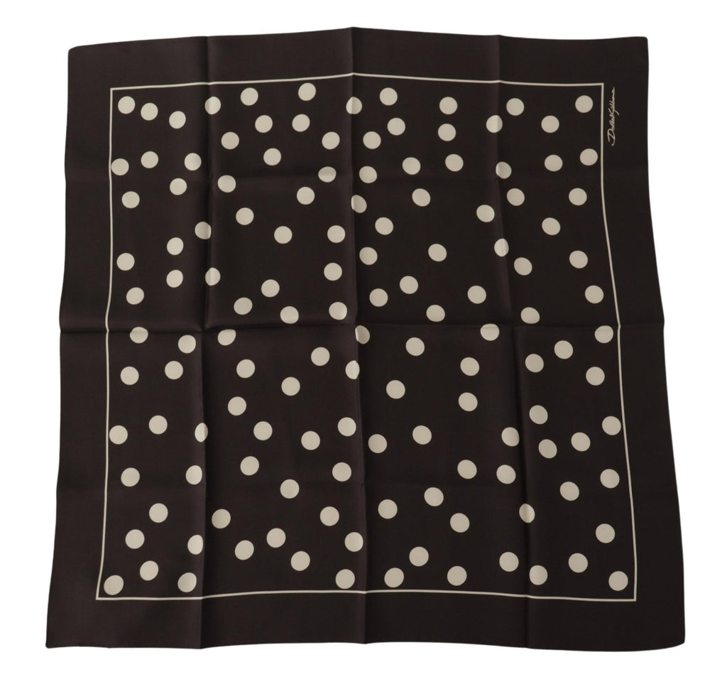 Dolce & Gabbana Black Silk Dotted Square Bandana Handkerchief Scarf - Luxe & Glitz