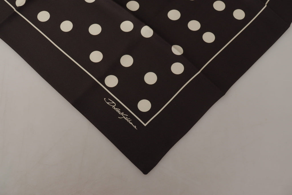 Dolce & Gabbana Black Silk Dotted Square Bandana Handkerchief Scarf - Luxe & Glitz