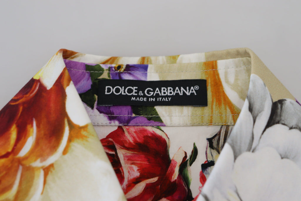 Dolce & Gabbana Multicolor Floral Cotton Collared Blouse Top Dolce & Gabbana