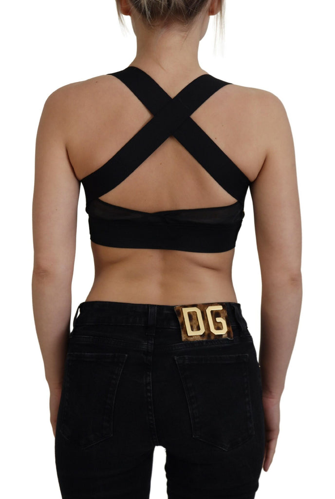 Dolce & Gabbana Black Gold Sleeveless Cropped Bustier Top Dolce & Gabbana