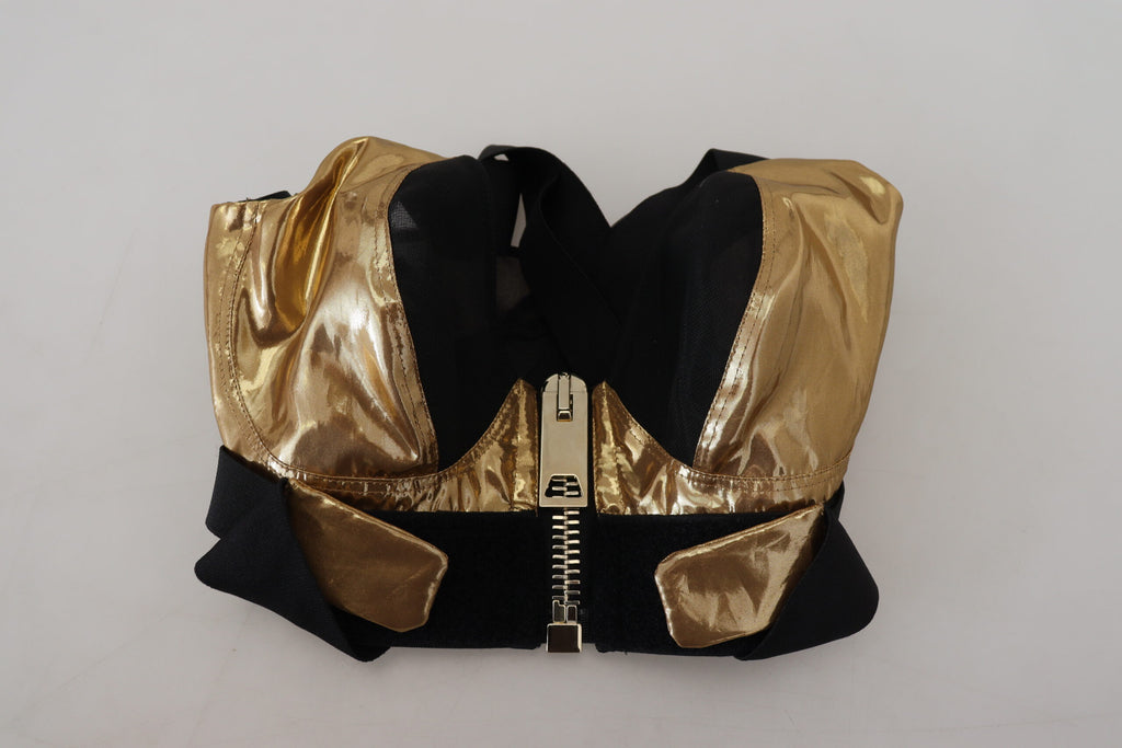 Dolce & Gabbana Black Gold Sleeveless Cropped Bustier Top Dolce & Gabbana