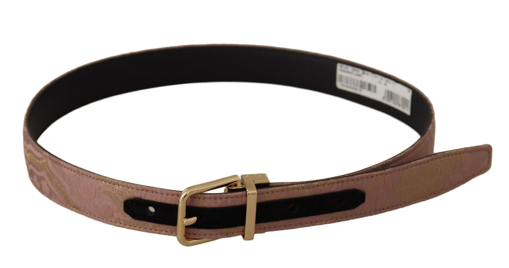 Dolce & Gabbana Rose Gold Leather Logo Engraved Metal Buckle Belt - Luxe & Glitz