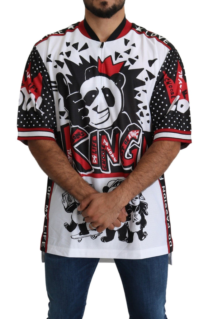 Dolce & Gabbana White King Panda Top Polyester Mens T-shirt - Luxe & Glitz