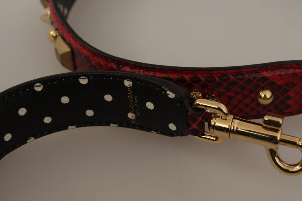 Dolce & Gabbana Red Python Leather Crystals Reversible Shoulder Strap - Luxe & Glitz