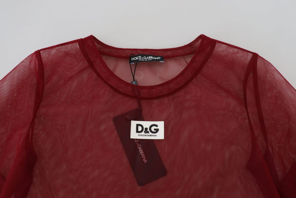 Dolce & Gabbana Maroon Nylon Two Layer Shift Mini Dress Dolce & Gabbana