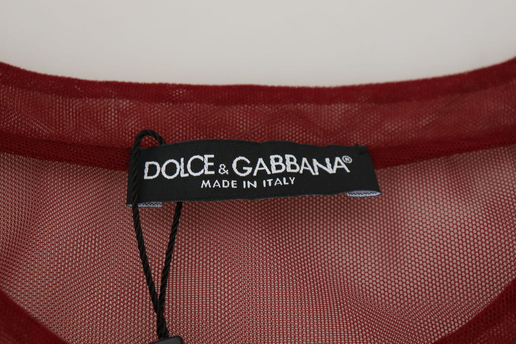 Dolce & Gabbana Maroon Nylon Two Layer Shift Mini Dress Dolce & Gabbana