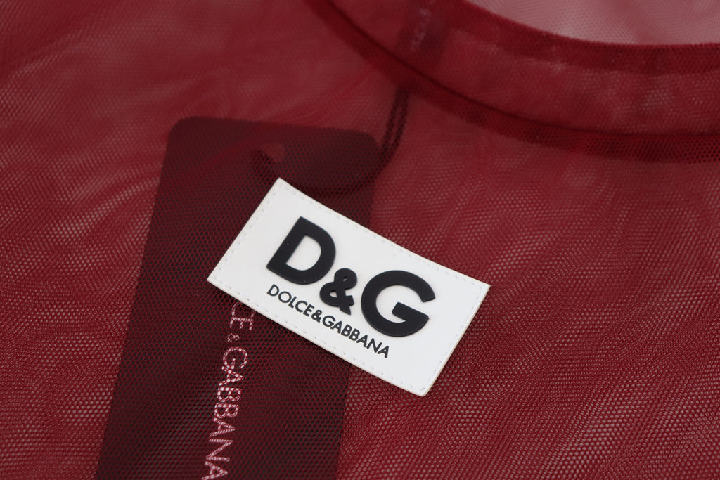 Dolce & Gabbana Maroon Nylon Two Layer Shift Mini Dress Dolce & Gabbana