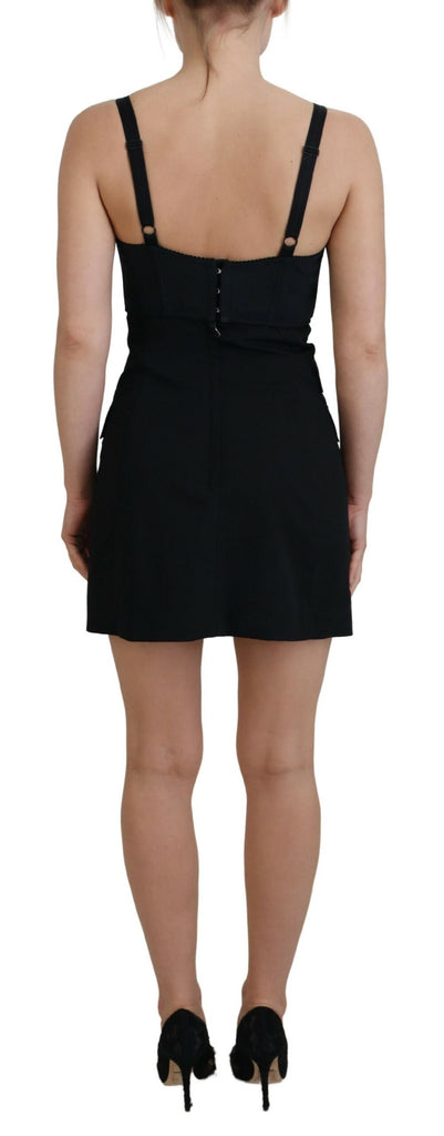 Dolce & Gabbana Black Fit Wool Stretch Sheath Mini Dress Dolce & Gabbana