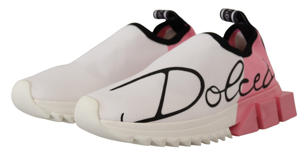 Dolce & Gabbana Pink White Logo Womens Sorrento Sneakers Dolce & Gabbana