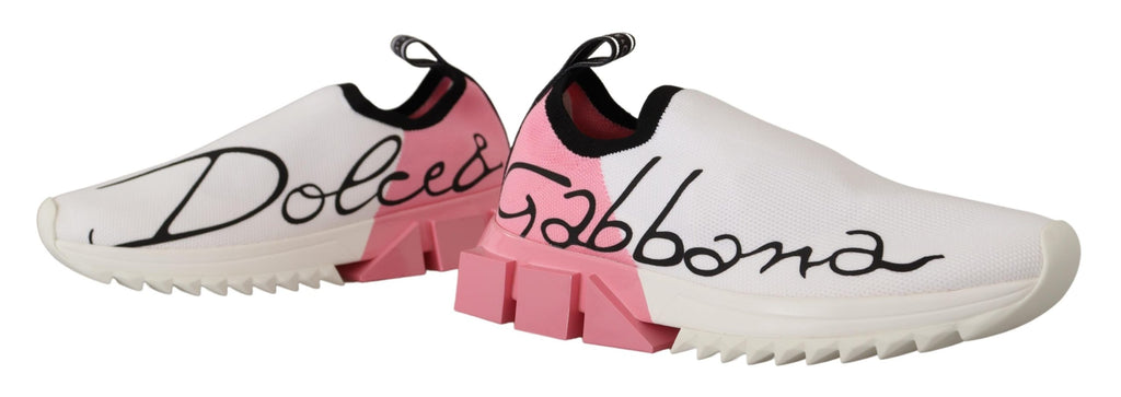Dolce & Gabbana Pink White Logo Womens Sorrento Sneakers Dolce & Gabbana